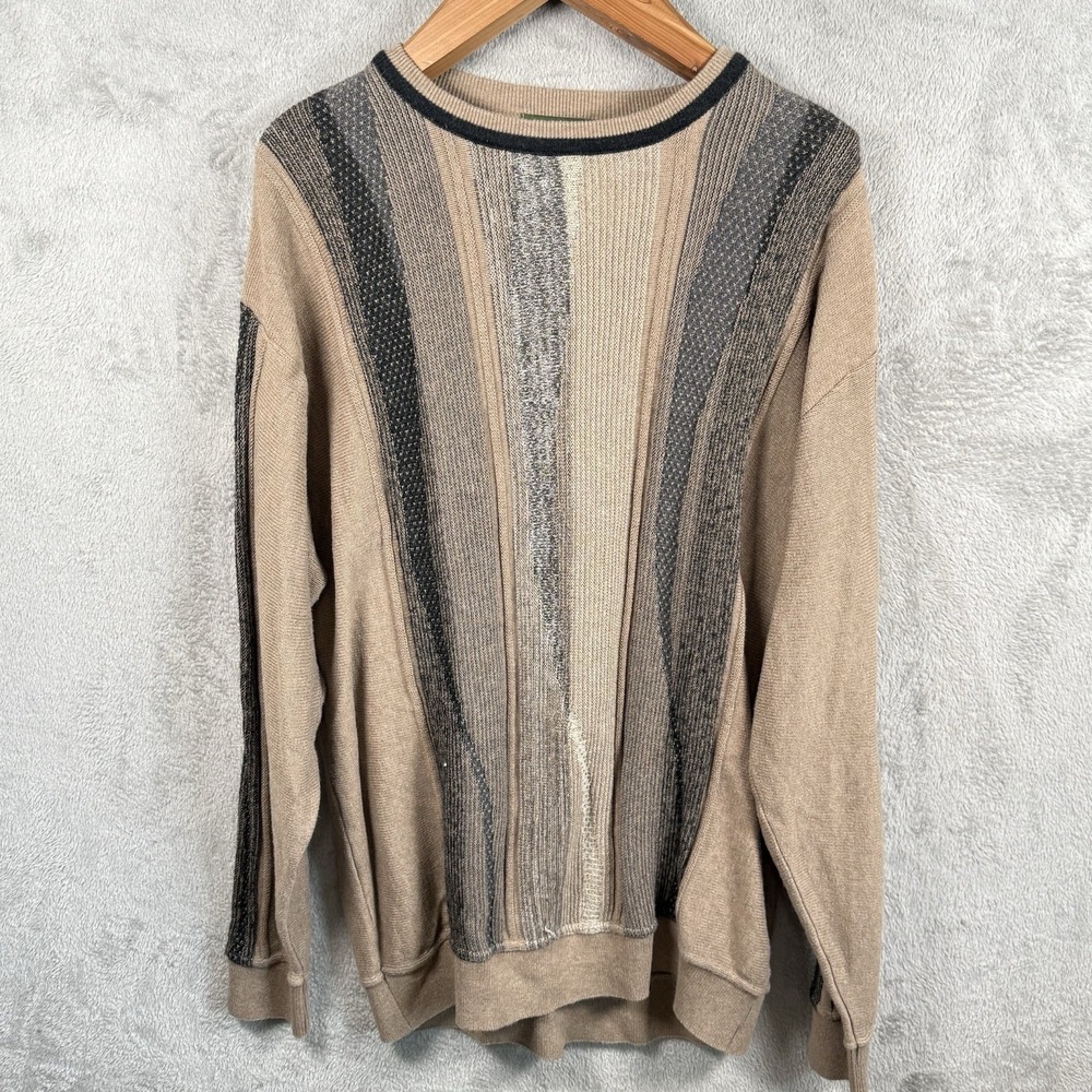 Norm Thompson Coogi Style Grandpa Core Sweater Mens XXL Beige Textured 90s VTG